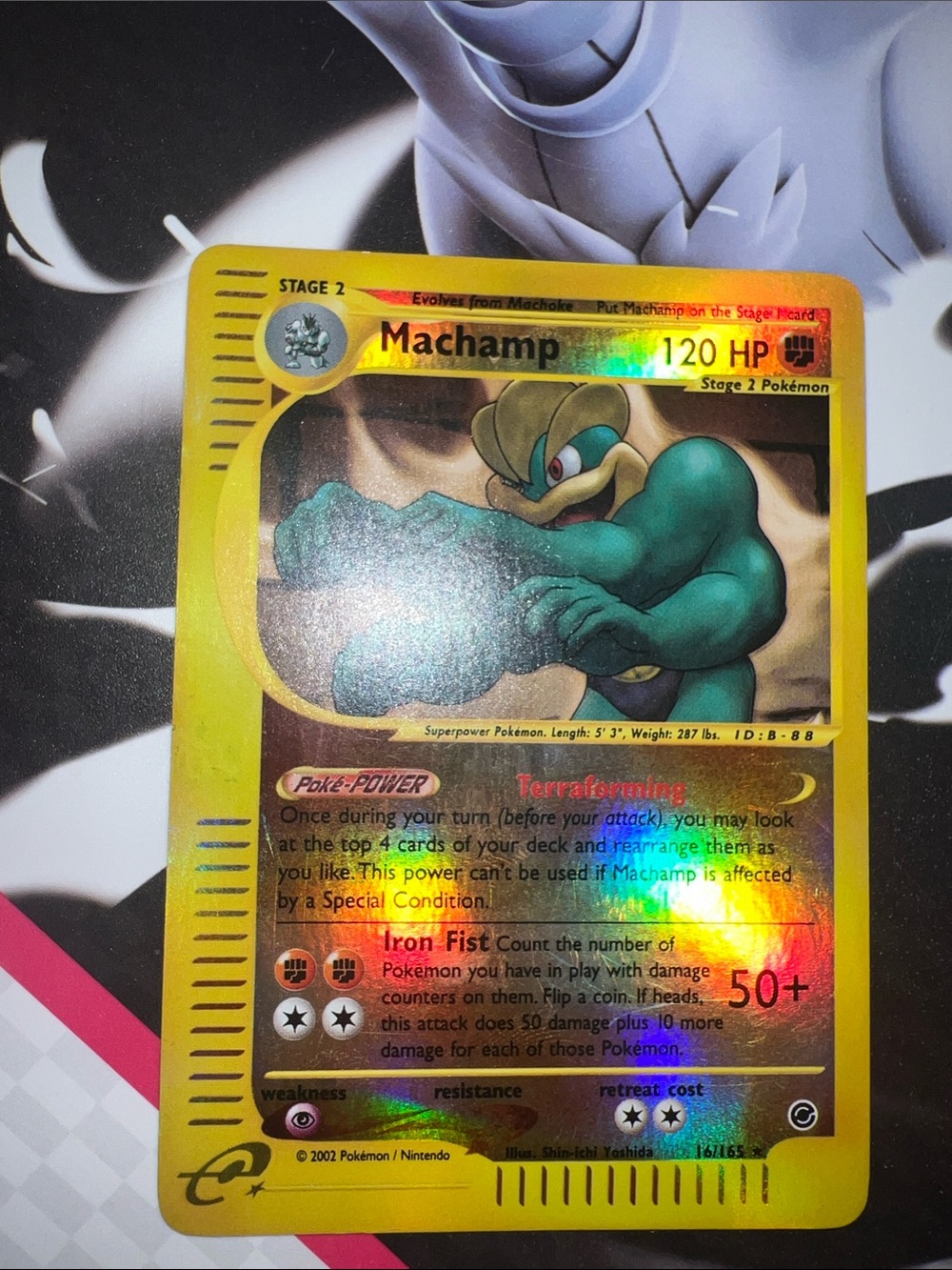 Pokemon Machamp Holographic Card - Yellow and Green Foil